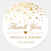 エレガントな偽金箔の紙吹雪 ウェディング サンクス ラウンドシール (正面)