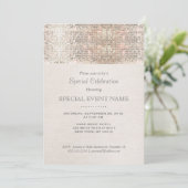 エレガントな偽銀のスパンコール ベージュリネン調 招待状 (スタンド正面)