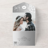 エレガントな偽銀の結婚式 オールインワン招待状 (外側)