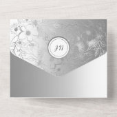 エレガントな偽銀の結婚式 オールインワン招待状 (裏面)