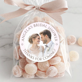 エレガントな優しいピンクのあなたの写真 ブライダルシャワー ラウンドシール