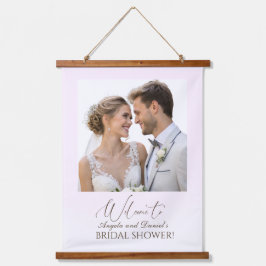 エレガントな優しいピンクの花嫁と新郎の結婚前パーティー 吊り下げ型タペストリー