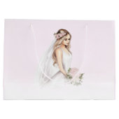 エレガントな優しいピンクの花嫁のシャワーパーティー ラージペーパーバッグ (裏面)