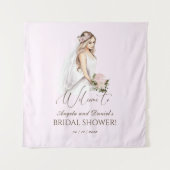 エレガントな優しいピンクの花嫁のシャワー タペストリー (正面)