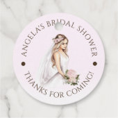 エレガントな優しいピンクの花嫁のシャワー フェイバータグ (裏面)