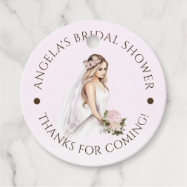 エレガントな優しいピンクの花嫁のシャワー フェイバータグ