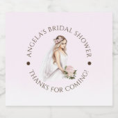 エレガントな優しいピンクの花嫁のブライダルシャワー スパークリングワインラベル (シングルラベル)