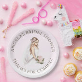 エレガントな優しいピンクの花嫁のブライダルシャワー ペーパープレート (パーティー)