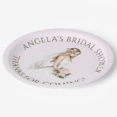 エレガントな優しいピンクの花嫁のブライダルシャワー ペーパープレート (アングル)