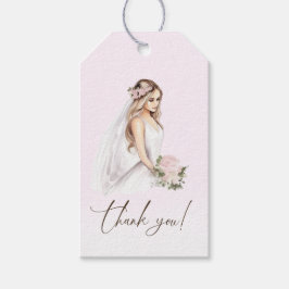 エレガントな優しいピンクの花嫁プレシャワーパーティー ギフトタグ