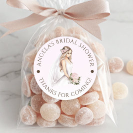 エレガントな優しいピンクの花嫁プレゼントシャワー ラウンドシール