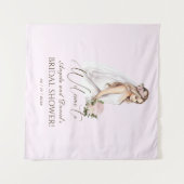 エレガントな優しいピンクの花嫁 プレウェディングパーティー タペストリー (正面(横))