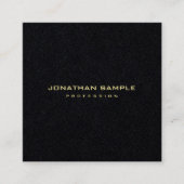 エレガントな優れた黒くモダンな最小主義の金ゴールドの文字 スクエア名刺 (正面)