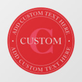 エレガントな円形テキストテンプレート（編集可能：赤と白） ウィンドウサイン (シート)