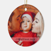 エレガントな写真が初めてのクリスマススクリプトタイポグラフィ セラミックオーナメント (左)