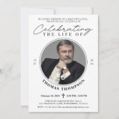 エレガントな写真による人生の祝いの追悼式招待状 招待状 (正面)