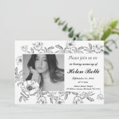 エレガントな写真による人生の祝祭 追悼式の記念品 招待状 (スタンド正面)