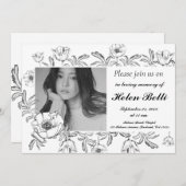 エレガントな写真による人生の祝祭 追悼式の記念品 招待状 (正面/裏面)