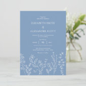 エレガントな写真のワイルドフラワー・ツルニチニチソウの結婚式 招待状 (スタンド正面)