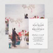 エレガントな写真の伝統的な結婚式 サンキューカード (正面/裏面)