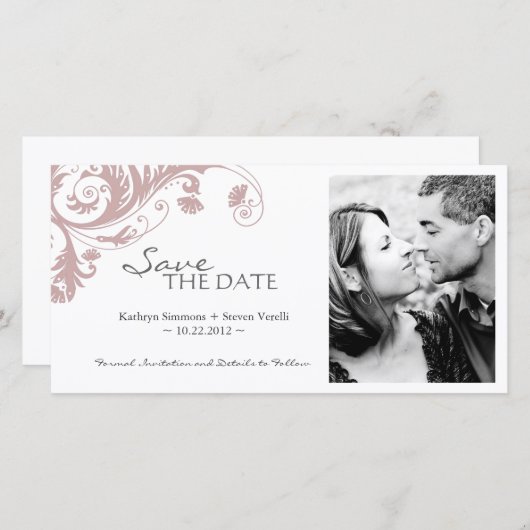 エレガントな写真の保存日付の招待状 セーブザデート (正面/裏面)