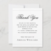 エレガントな写真の同情の忌引き白 サンキューカード (正面)