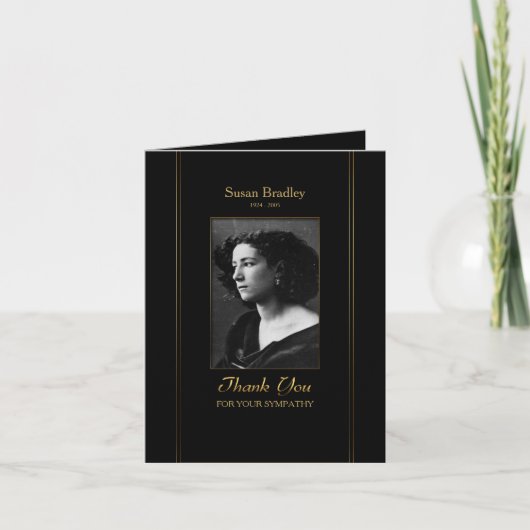 エレガントな写真の悔やみや弔慰は金ゴールドの配管との感謝していしています サンキューカード (正面)