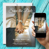 エレガントな写真の結婚式招待状 保存日付つき セーブザデート