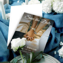 エレガントな写真の結婚式招待状　保存日付つき