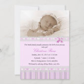 エレガントな写真の誕生の発表-ピンク 案内状 (正面)