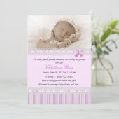 エレガントな写真の誕生の発表-ピンク 案内状 (スタンド正面)