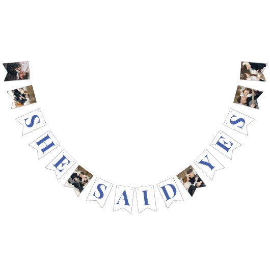 エレガントな写真の青い結婚式前祝い バンティングフラッグ (全)