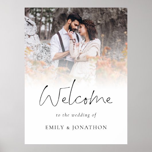 エレガントな写真オーバーレイ ウェディングへようこそ ポスター (正面)