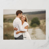 エレガントな写真カリグラフィー結婚式 Save the Date 箔招待状 (裏面)