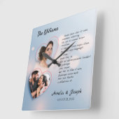 エレガントな写真コラージュ ウェディング クロック テキスト付き (傾斜)