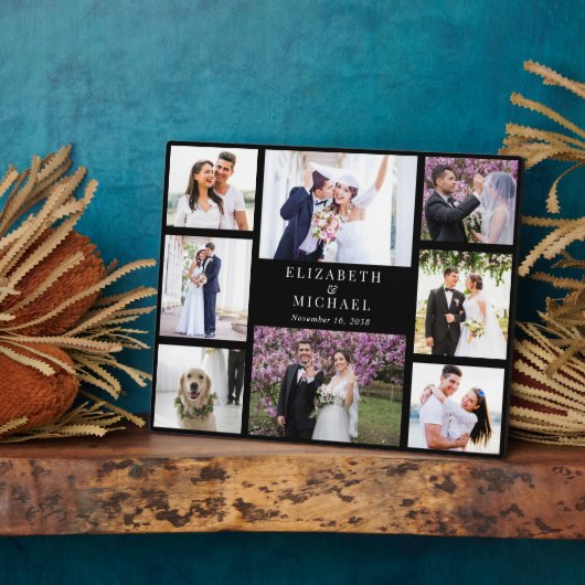 エレガントな写真コラージュ ブラック ウェディング フォトプラーク (側面)