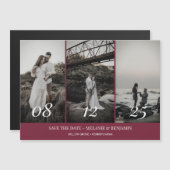 エレガントな写真コラージュ ローズピンク Save the Dates マグネット招待状 (正面/裏面)