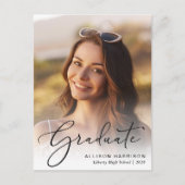 エレガントな写真スクリプト 卒業パーティー招待状 インビテーションポストカード (正面)