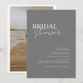 エレガントな写真フレーム付きのウェディングシャワー招待状 招待状 (正面/裏面)