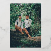 エレガントな写真プライベートセレモニーウェディング 箔招待状 (裏面)