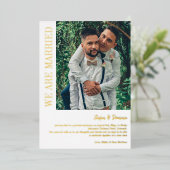 エレガントな写真プライベート式結婚式 箔招待状 (立ち正面)