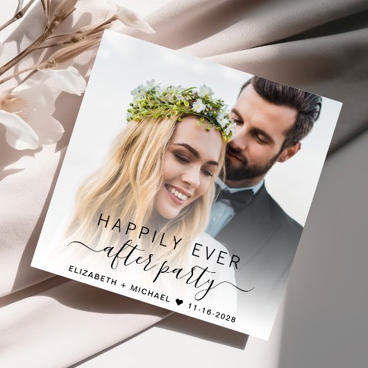 エレガントな写真付きウェディングレセプション 招待状