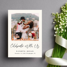 エレガントな写真付きクリーム色の結婚式招待状 案内状