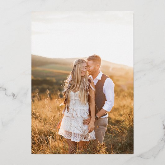 エレガントな写真付き結婚式の招待状 箔招待状 (裏面)