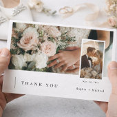 エレガントな写真付き結婚式御礼カード サンキューカード