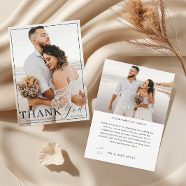 エレガントな写真付き結婚式御礼カード サンキューカード