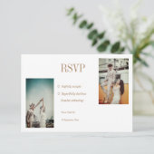 エレガントな写真付き結婚式RSVPカード 出欠カード (スタンド正面)