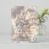 エレガントな写真付き結婚記念日・誓いの更新パーティー 箔招待状 (立ち正面)