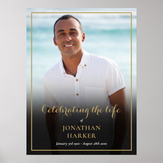 エレガントな写真葬儀追悼式看板 ポスター (正面)