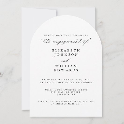 エレガントな写真 アーカイブ カリグラフィー 結婚発表 パーティー 招待状 (裏面)